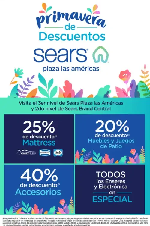 Especiales de Sears PLA de esta semana hasta el 27 de abril 2024