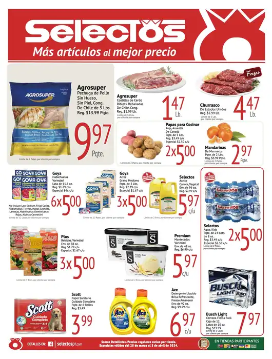 Especiales de Supermercados Selectos de esta semana hasta el 3 de abril de 2024