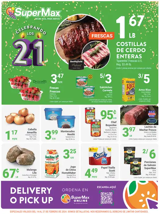 Especiales de Supermercados Supermax de esta semana hasta el 27 de febrero de 2024